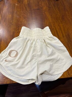 Nike Cream High-Waist Women's Athletic Shorts with Oregon Logo